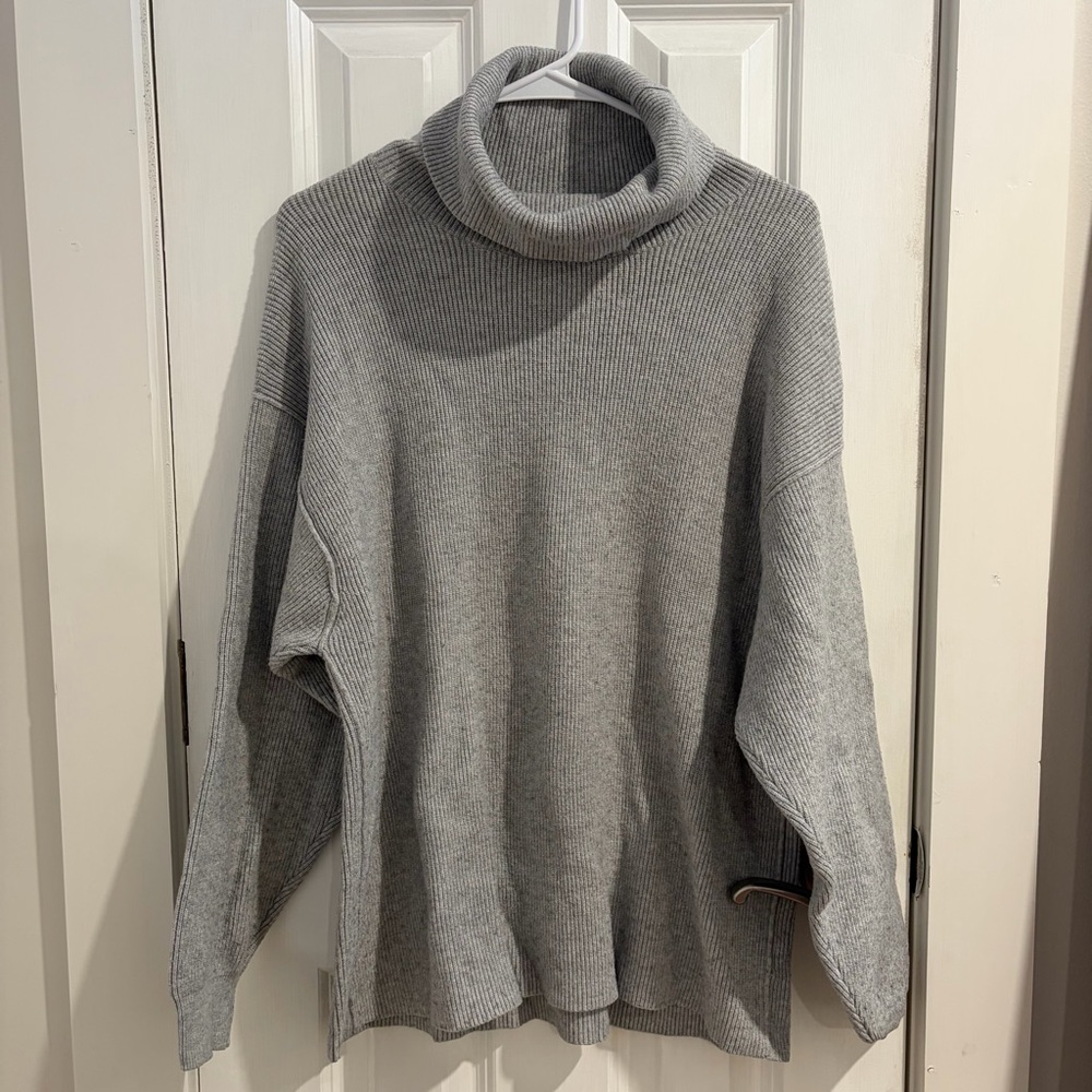 Free People Soft Gray Cowl Neck Sweater